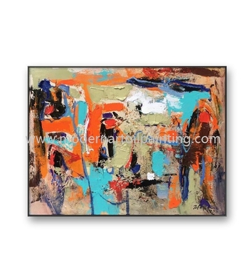 Brushstroke Abstract Art Canvas Paintings 48 X 72in With Thick Texture